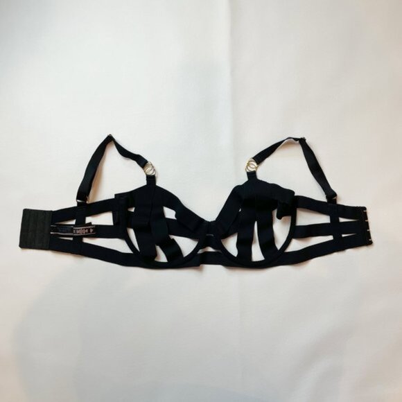 NWOT Victoria's Secret Bra 34DDD Unlined Balconet Strappy Banded Black B1435 - Picture 4 of 8